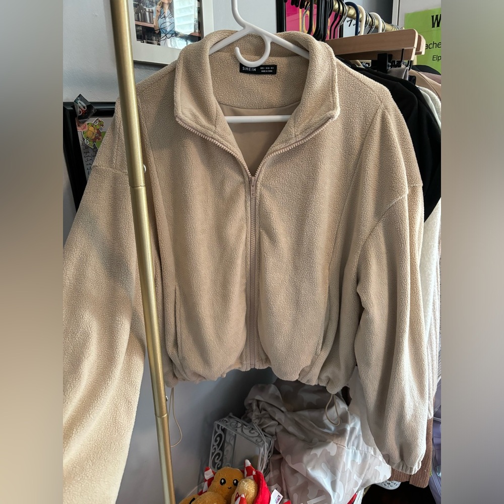 NWOT beige sherpa zip up